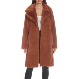 Avec Les Filles Notched Faux Fur Coat